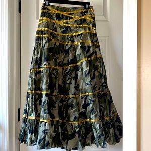 Ruffled Camouflage Maxi Skirt